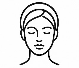 Perfil minimalista de una mujer con cabeza cubierta